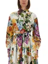 Dolce & Gabbana Multicolor Cropped Shirt With Tie Closure On The Front And All-over Floral Print In Multi