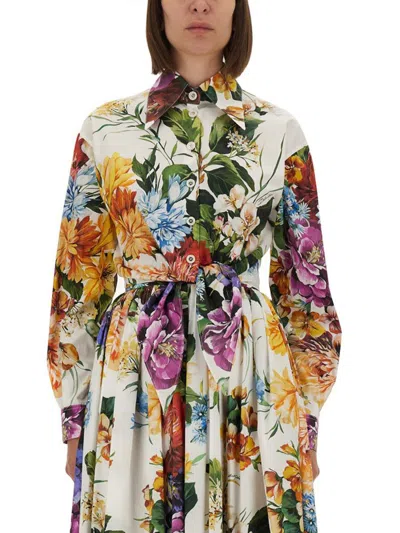 DOLCE & GABBANA DOLCE & GABBANA FLOWER BOUQUET PRINT POPLIN SHIRT