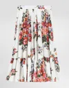 Dolce & Gabbana Flower Bouquet-print Poplin Skirt In White