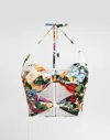 Dolce & Gabbana Floral-printed Cutout Cotton Poplin Top