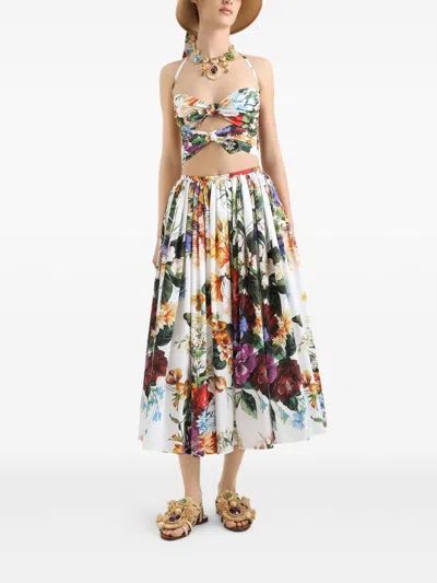 Dolce & Gabbana Flower Bouquet-print Poplin Top In Multi