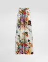 Dolce & Gabbana Flower Bouquet Print Poplin Trousers In Multi