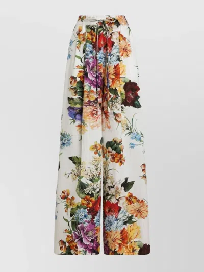 DOLCE & GABBANA FLOWER BOUQUET PRINT POPLIN TROUSERS