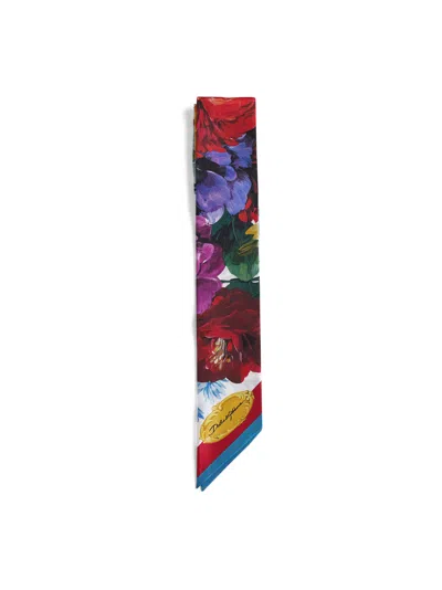 Dolce & Gabbana Flower Bouquet Print Silk Twill Bandeau