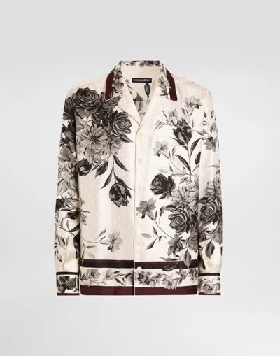 Dolce & Gabbana Flower Bouquet-print Twill Shirt In Multi