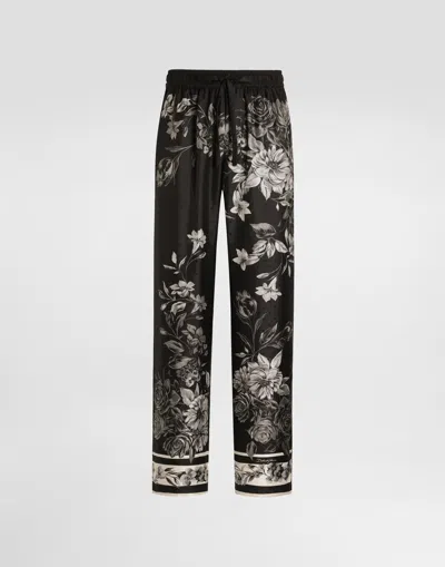 Dolce & Gabbana Flower Bouquet-print Vanity Jacquard Twill Trousers In Multi