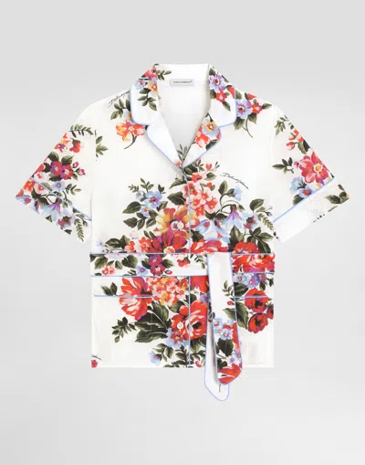 Dolce & Gabbana Flower Bouquet-print Vanity Poplin Shirt In Multi