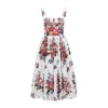 Dolce & Gabbana Cotton Dress With A Bouquet Of Flowers Print Dresses White In Multi