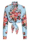 Dolce & Gabbana Floral Shirt Collared Neck Long Sleeves Tie Front In Multi