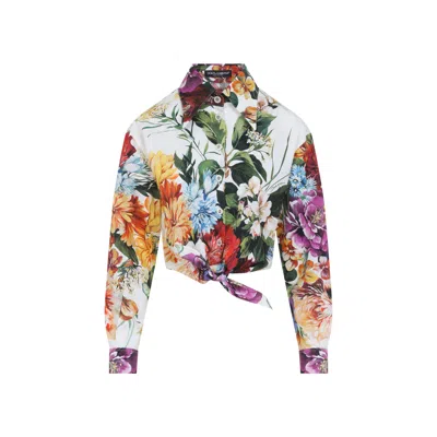 Dolce & Gabbana Flower Bouquet-print Poplin Shirt In Multi