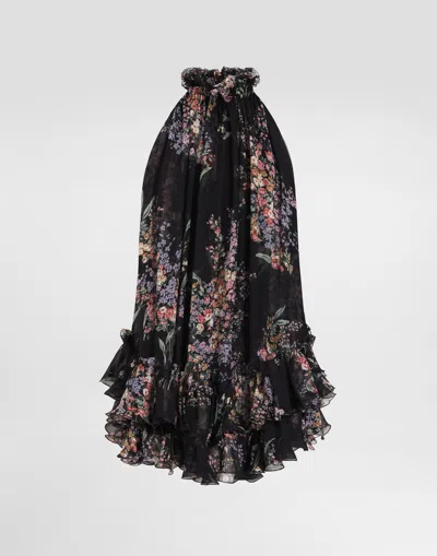 Dolce & Gabbana Flower Bouquets-print Chiffon Dress In Multi