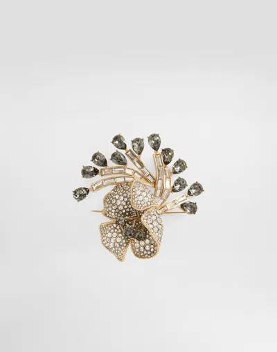 Dolce & Gabbana Flower Brooch In Gold