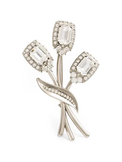 Dolce & Gabbana Flower Brooch With Rhinestones In シルバートーン