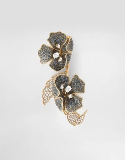 Dolce & Gabbana Flower Brooch With Rhinestones In Neutral