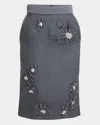 Dolce & Gabbana Organza Midi Skirt With Flower Embroidery In Embroidery