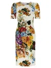 Dolce & Gabbana Midi Dress In Cretonne With A Bouquet Print In Multi