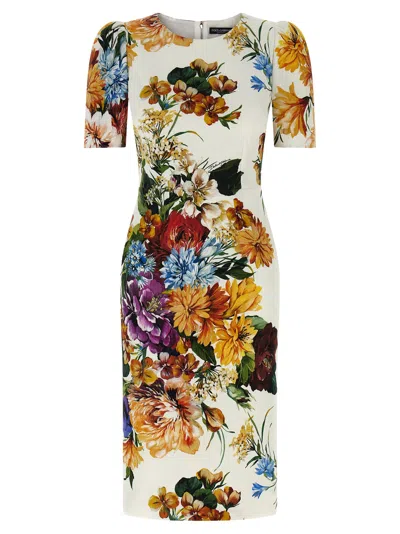 Dolce & Gabbana Bouquet-print Dress In Cretonne In Multi