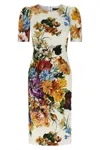 Dolce & Gabbana Midi Dress In Cretonne With A Bouquet Print In Multi