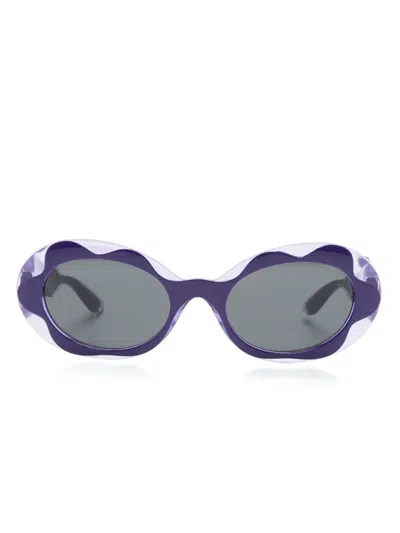 Dolce & Gabbana Kids' Flower Power Oval-frame Sunglasses In Purple