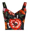 Dolce & Gabbana Printed Satin Cropped Top In Black