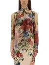 Dolce & Gabbana Bouquet Fantichi Sheer Chiffon Button-down Blouse