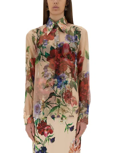 DOLCE & GABBANA FLOWER PRINT CHIFFON SHIRT