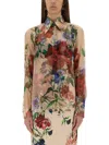 Dolce & Gabbana Bouquet Fantichi Sheer Chiffon Button-down Blouse