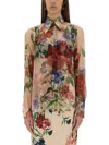 Dolce & Gabbana Bouquet Fantichi Sheer Chiffon Button-down Blouse