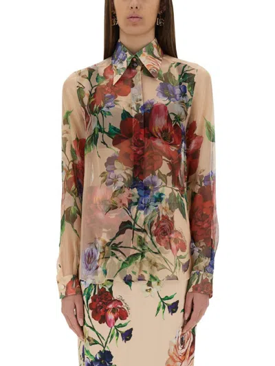 DOLCE & GABBANA DOLCE & GABBANA FLOWER PRINT CHIFFON SHIRT