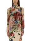 Dolce & Gabbana Bouquet Fantichi Sheer Chiffon Button-down Blouse