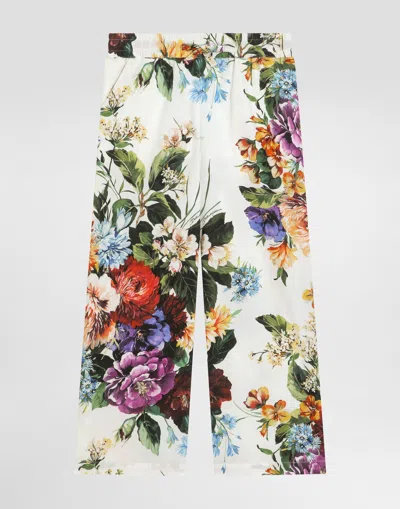 Dolce & Gabbana Flower-print Cotton Poplin Trousers