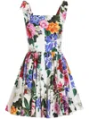 Dolce & Gabbana Floral-print Cotton-blend Poplin Mini Dress In Multicolour