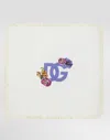 Dolce & Gabbana Flower-print Interlock Blanket With Ruffles In White