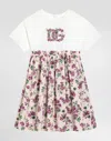 Dolce & Gabbana Flower-print Jersey And Poplin Dress In White