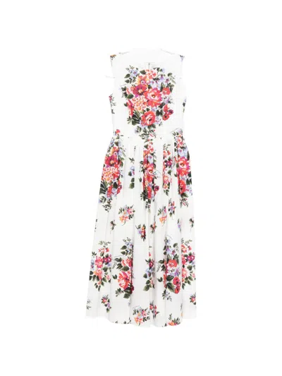 Dolce & Gabbana Flower Print Long Dress In Multi