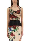 Dolce & Gabbana Flower Print Marquisette And Chiffon Bustier Top