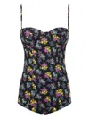 Dolce & Gabbana Small Floral-print Balconette One-piece Swimsuit In Black