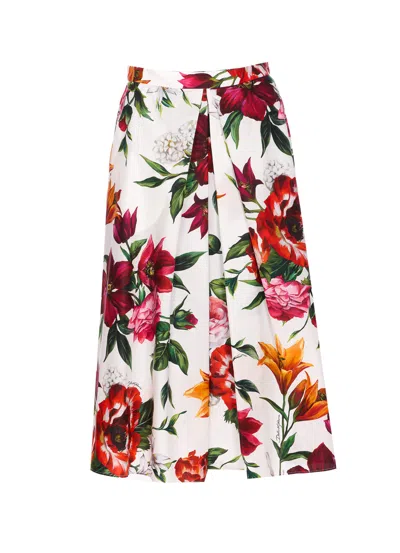 DOLCE & GABBANA FLOWER PRINT PLEATED SKIRT
