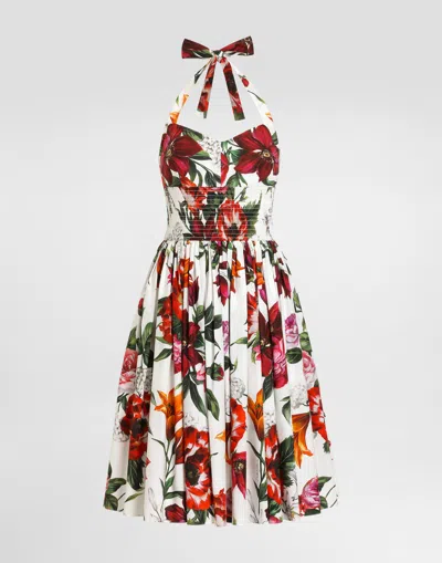 DOLCE & GABBANA FLOWER-PRINT POPLIN DRESS