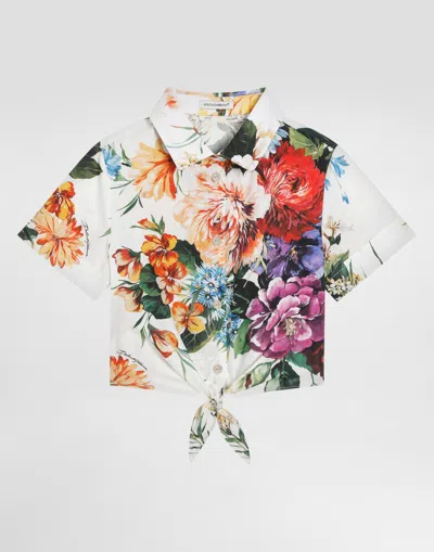 Dolce & Gabbana Flower-print Poplin Shirt In Animal Print
