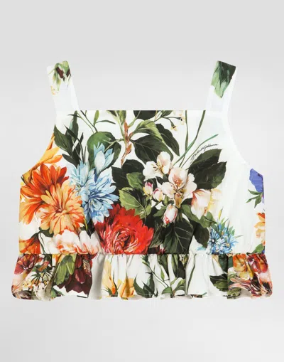 Dolce & Gabbana Flower-print Poplin Top In Animal Print