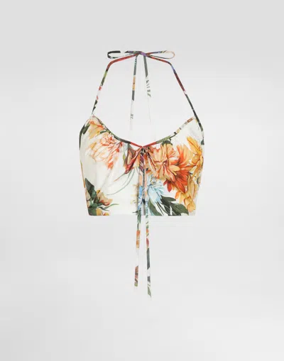 DOLCE & GABBANA FLOWER-PRINT POPLIN TOP