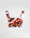 Dolce & Gabbana Multicolor Croped Top With Square Neck And All-over Floral Design In Cotton Woman In Multi