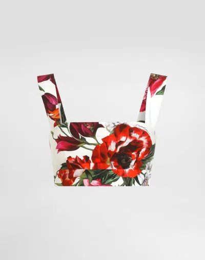 DOLCE & GABBANA FLOWER-PRINT POPLIN TOP