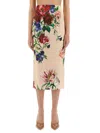 Dolce & Gabbana Printed Stretch Satin Skirt
