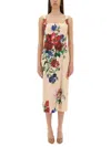 Dolce & Gabbana Satin Calf-length Sheath Dress With Floral Print