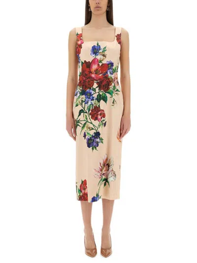 DOLCE & GABBANA DOLCE & GABBANA FLOWER PRINT SATIN SHEATH LONGUETTE DRESS