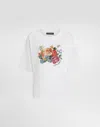Dolce & Gabbana Flower-print Short-sleeved Cotton T-shirt In White