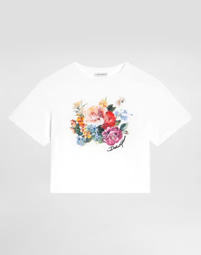 Dolce & Gabbana Flower-print Short-sleeved Jersey T-shirt