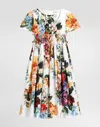 Dolce & Gabbana Flower-print Short-sleeved Poplin Dress